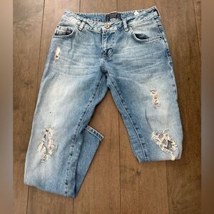 Zara Z1975 Distressed Jeans Light Wash Ripped Denim Size 2